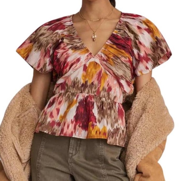 Purple Painterly Open-back Blouse - Picture 2 of 4